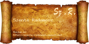 Szente Radamesz névjegykártya